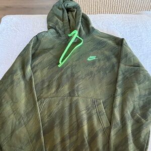 Nike Olive Camo Hoodie with Neon Accent